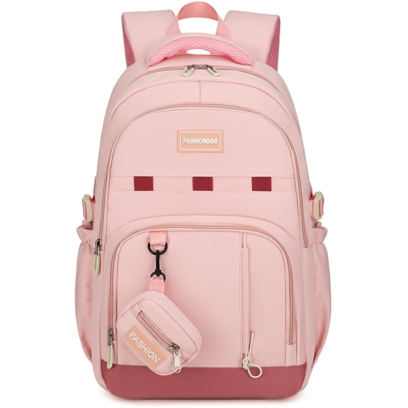 DAKIMOE School Backpack for College High Middle School Fashion Student Bag Cute Aesthetic Teen Bookbag for Teens Women Kids Girls Pink