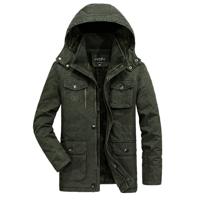 gibobby chamarra cazadora hombre chamarra acolchada para mujer, manga larga, cuello alto, cierre completa, chamarra liso con capucha y bolsillo(verde,xg) Chamarra de invierno verde oliva de largo medio, vista frontal centrada con capucha, cierre frontal completo y tapeta con botones; cuello semi alto, forro interior tipo peluche visible, cuatro bolsillos exteriores con solapa y botones y costuras de panel. También suele usarse como prenda casual de abrigo para viajes cortos.