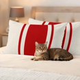 thumbnail image 3 of Red Vintage Outdoor Waterproof Pillow Covers, Geometric Stripes Simple Lines Decorative Rectangle Throw Pillowcase Sofa Cushion Sham for Patio/Couch/Chair, 20"x12" 2 Pack, 3 of 8