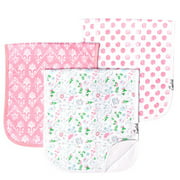 Baby Burp Cloth Large 21x10 Size Premium Absorbent Triple Layer 3 Pack Gift Set for Girls “Claire Set” by Copper Pearl
