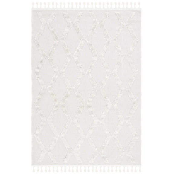 SAFAVIEH Marrakesh Ian Diamond Polyester Area Rug, Ivory/Ivory, 8' x 10'
