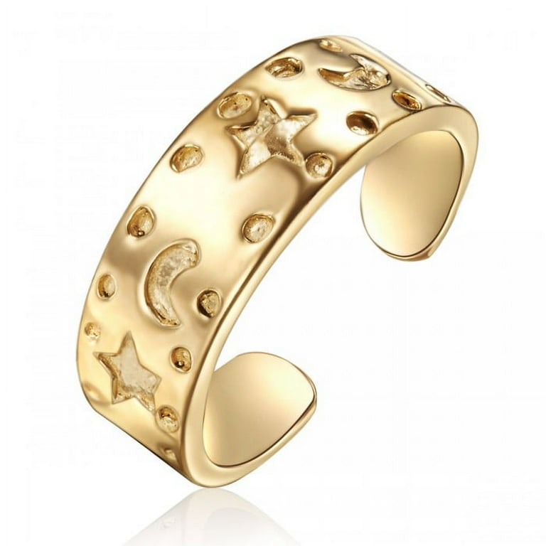 10K Yellow Gold Stars And Moon Toe Ring Walmart