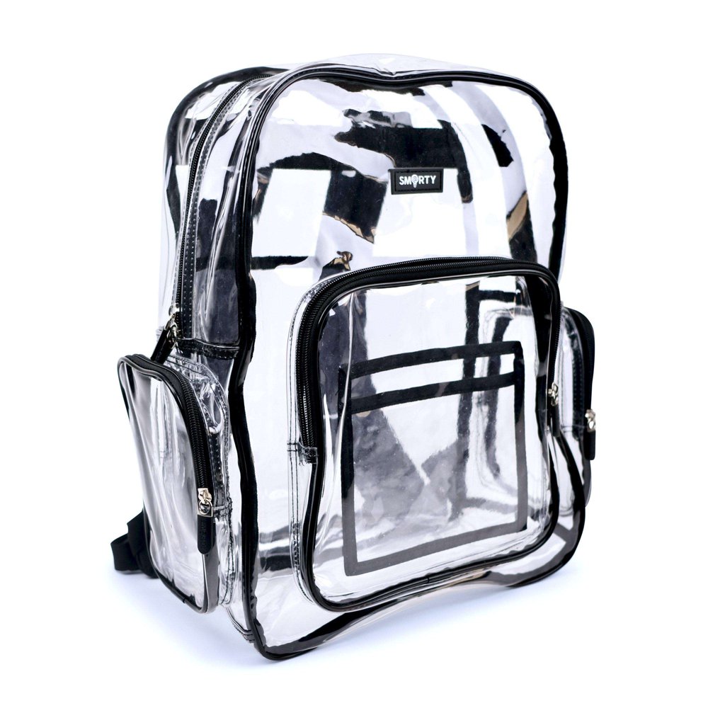 THE SMARTY CO. Heavy Duty Clear Backpack with No Mesh Bold Black