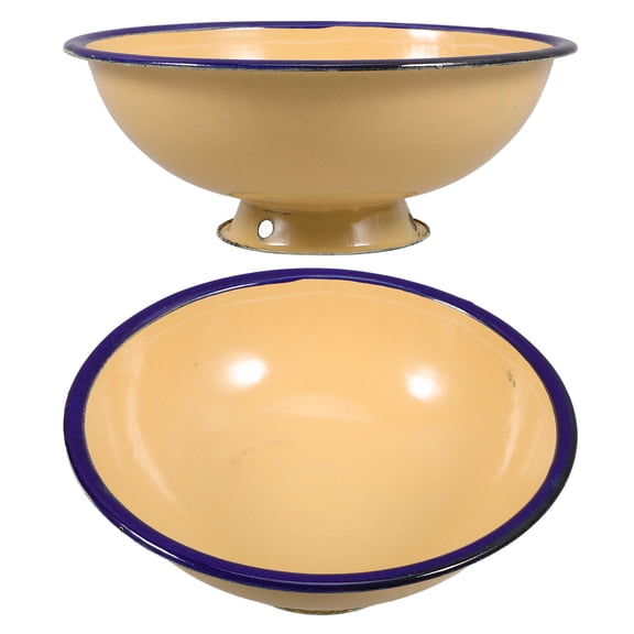 LOLIPPYY Set of 2 Yellow Vintage Enamel Bowls for Food Storage and Serving Family Dining
