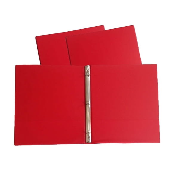 Red Vinyl Standard 3-Ring Binders, 1/2-Inch, for 8.5" x 11" Sheets, with Inside Pockets, 3-Pack