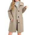 thumbnail image 3 of Aoiroe Women Winter Mid,Long Jackets For Women,Wool Blend Coat Women,Wool Pea Coats For Women,Long Winter Coats For Women,Long Coats For Women,Ladies Winter Coats,Beige,L, 3 of 6