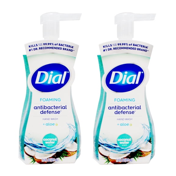Dial Antibacterial Defense Coconut Water Scent Foaming Hand Soap, 7.5 FL Oz - 2 Pack