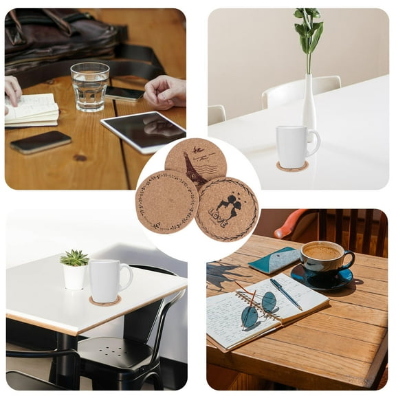 Supvox Set of 12 Brown Cork Place Mats Table Mats for Dining and Kitchen