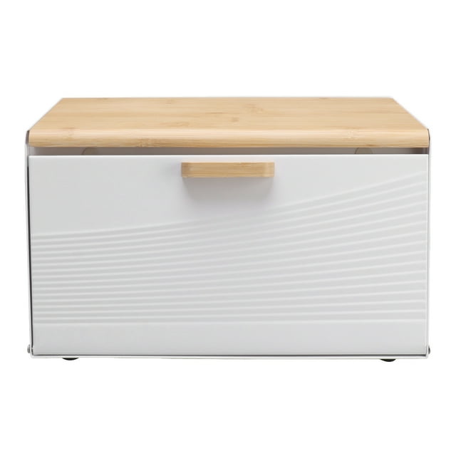 Panera de hierro trapezoidal con tapa abatible para cocina, restaurante, color blanco
