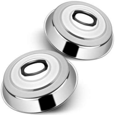 Cheese Melting Dome Set of 2,12 Inch Stainless Steel Round Metal Steam Cover for Grill Cooking Indoor or Outdoor,silver