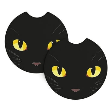 2 Package Car Coasters Drink Absorbable Rubber Base Cup Holder Coasters Non-Slip Coasters Bar Coasters Car Interior Accessories 2.7 Inches Yellow Green Cat Eye