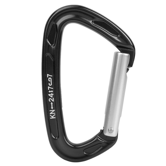 1 Uds. Mosquetón de bloqueo de tornillo en forma de D de aluminio aeroespacial escalada en roca 24KN al aire libre ZW1803 (negro)