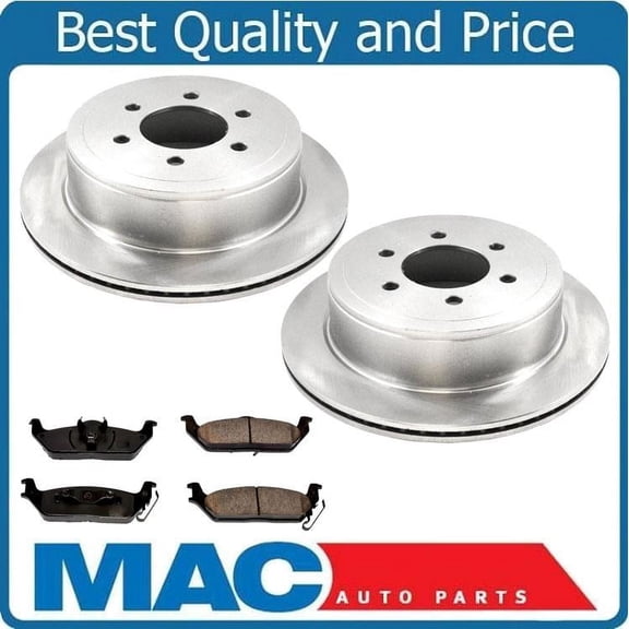 REAR Ceramic Brake Pads and (2) Brake Disc Rotors for 04-2011 Ford F150 6 Stud
