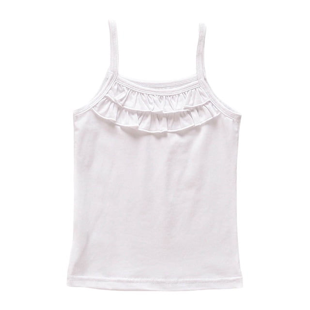 WEIYLL Girls Tank Tops Summer Thin Base Underwear Solid Ruffles Flounce Sleeveless Top Clothes for 6-7 Years