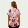 thumbnail image 3 of Valentine Day Scrub Tops for Women Love Heart Print V Neck Plus Size Cute Scrubs Quick Dry Short Sleeve Nursing Uniform with Pockets Pink 3XL, 3 of 5