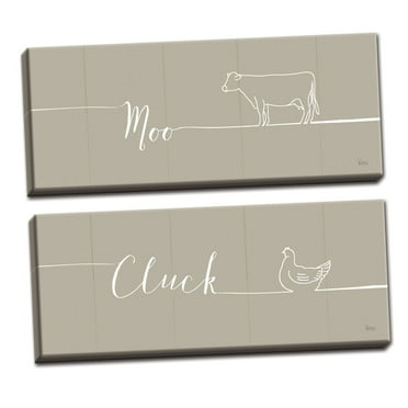 Gango Home Decor Contemporary Underlined Farm III & IV Greige by Veronique Charron (Ready to Hang); Two 36x12in Hand-Stretched Canvases