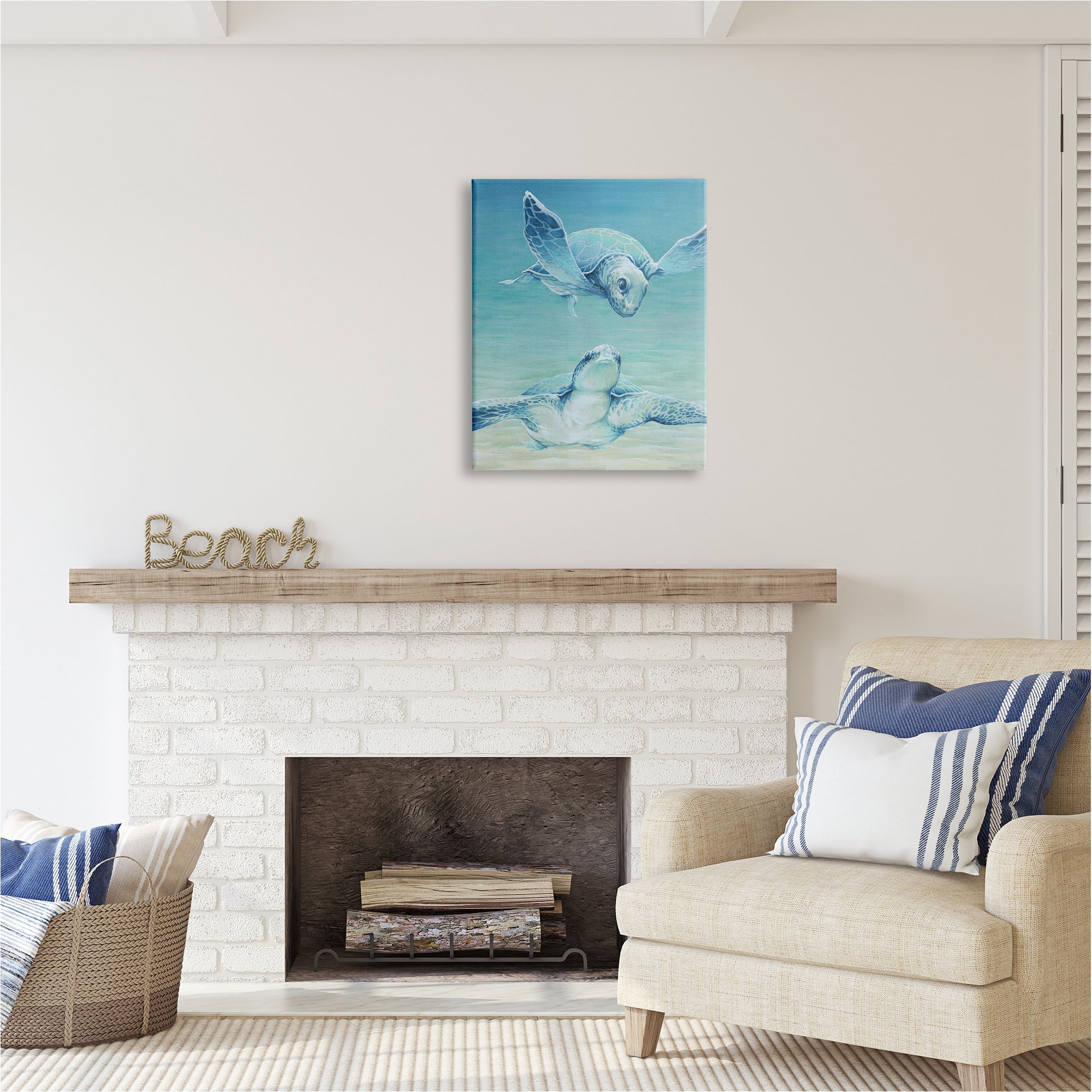 Stupell Industries Sea Turtles Gazing Animals & Insects Painting Gallery Wrapped Canvas Art Print Wall Art, 24 x 30