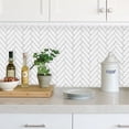 thumbnail image 5 of "clevermosaics White Herringbone Marble Mosaic Adhesive Backsplash Tiles, 12"" x 12"", Set of 10", 5 of 8