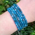 thumbnail image 2 of K-KED Natural Apatite Stone Beaded Bracelet Blue Gems Stretch Bracelet Handmade 6mm, 2 of 4