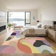 thumbnail image 3 of ODIKA 9'x12' Washable Area Rug Non-Slip, Chair-Friendly Multicolored Abstract Swirls and Curves Design Geometric Flow with Artistic Modern for Dining Room, Basement, Large Office, 3 of 7