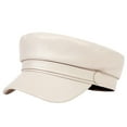 thumbnail image 5 of Women Extended Brim Beret Hat Flat Dome Faux Leather Newsboy Hat Outdoor Solid Color Leisure Hat Streetwear, 5 of 7