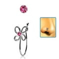 thumbnail image 2 of iJewelry2 Rose Round Crystal Sterling Silver Illusion Stud Flower Shaped Nose Lip Non-piercing Bone Ring Clip, 2 of 2