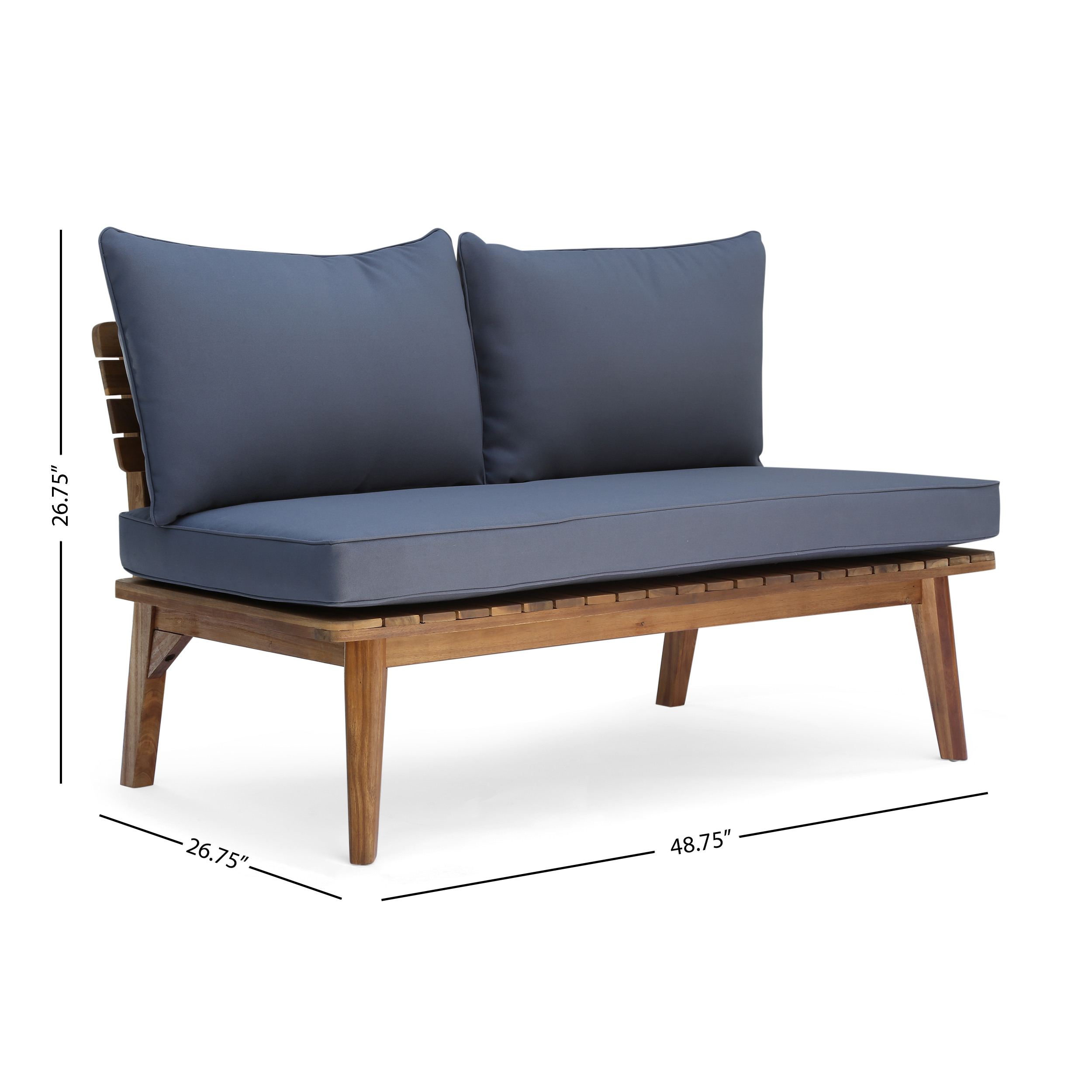 Noble House Balmoral Outdoor Loveseat Teak & Gray