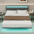 thumbnail image 2 of Sesslife Queen Bed Frame with LED Lights, Upholstered Floating Bed with Adjustable Velvet Headboard, Modern Floating Bed Frame with Sensor Lights, No Box Spring Needed, Easy Assembly, Gray, 2 of 8