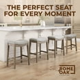 thumbnail image 6 of ROME + OAK Parker 26" Backless Saddle Kitchen Counter Stool, Oak, Grey Upholstery, 4 Pack, 6 of 12