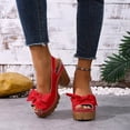thumbnail image 4 of Modisza Women's Platform Heels Ankle Strap Sandals Open Toe Wedges Sandal Leather Dress Shoes Block Chunky High Heel Pumps size 7 Red, 4 of 6