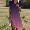 thumbnail image 2 of Liquidation d'Été 2025! Robe Grande Taille pour Femmes, Liquidation d'Été pour Femmes, Mode Femmes Robe Dégradée Col en V Manches Courtes Ample et Confortable, 2 of 5