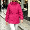 thumbnail image 7 of WRKEKC Windbreaker Jackets for Women Solid Color Hooded Long Sleeve Zip Up Drawstring Waist Windproof Outdoor Coat, 7 of 7