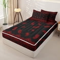 thumbnail image 2 of Homewish Black Red Boho Zipper Queen Comforter Set with Fitted Sheet and 2 Pillowcases,Rustic Exotic Paisley Zipper Bedding Set,Black Reversible,4pcs, 2 of 8