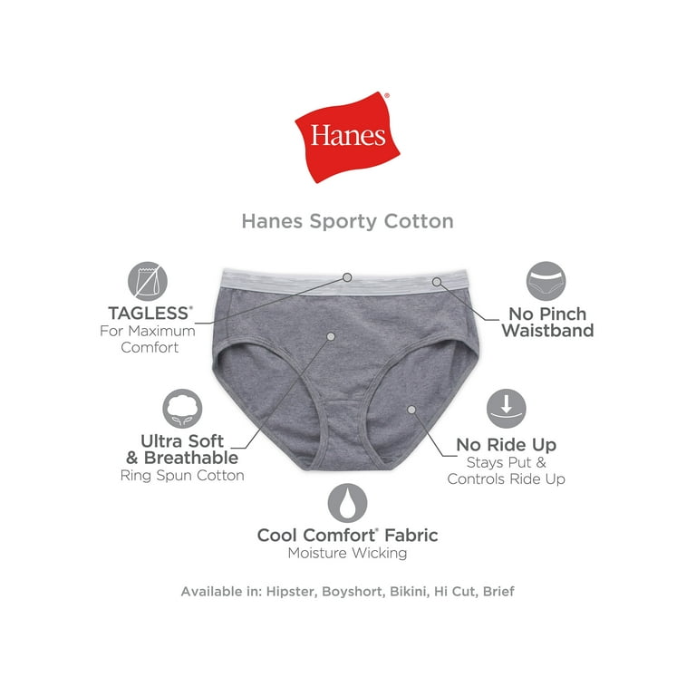 Hanes Women's Sporty Hipster Underwear, Moisture-Wicking, 12-Pack Assorted 5  