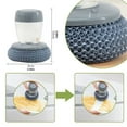 thumbnail image 4 of Fufafayo under $5 2Pcs Scrub Brush, Automatic Soap Dispenser Brush, Stainless Steel Scourer with Liquid Tank, Pot Pan Cleaning Brush for Kitchen, Dishwashing Scrubber, One Press Dispensing, 4 of 9