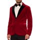 thumbnail image 4 of Chaqueta de traje de terciopelo INSPIRE CHIC para hombres, blazer de terciopelo burdeos con solapa en contraste para bodas y fiestas, talla XL, 4 of 5