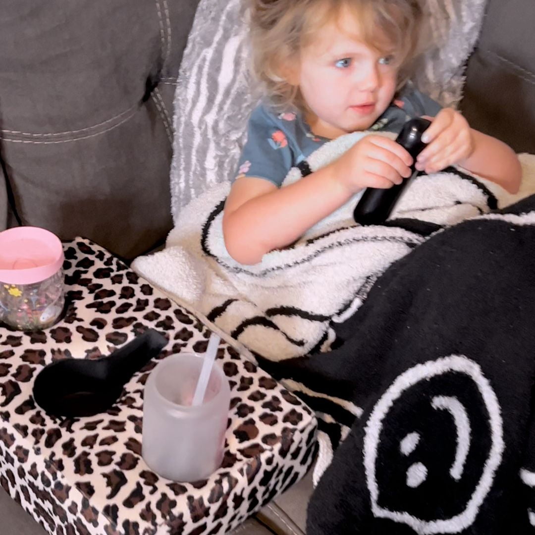 The Original Cup Cozy Pillow 3 Hole Leopard As Seen on TV-Cup Holder Caddy for Couch, Sofa, Bed, Car, RV, Park, Beach, & More!