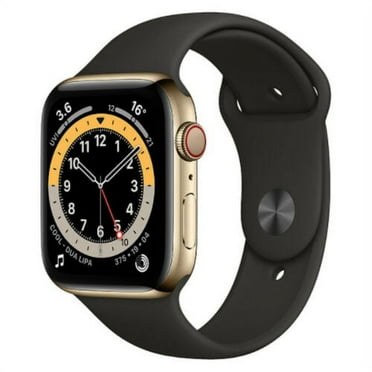 Pre-Owned - Apple Watch Series 6 GPS   Cellular 40 mm Gold Stainless Steel Black Sport Band - Like New