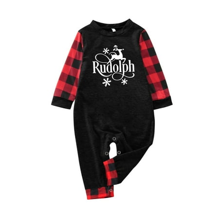 

Family Matching Outfits Fashion Deer Plaid Print Long Sleeve T Shirt Top And Pants Sleepwear Holiday Family Gathering Casual Pajamas Set Black 18 Months - 24 Months