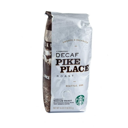 Starbucks Decaf Pike Place Whole Bean Coffee 16 oz Bags - Pack of 2