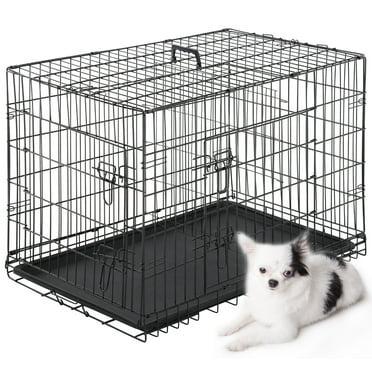 Bestpet Dog Crate Cage Kennel with Plastic Tray and Handle, Metal, Double-Door, Large