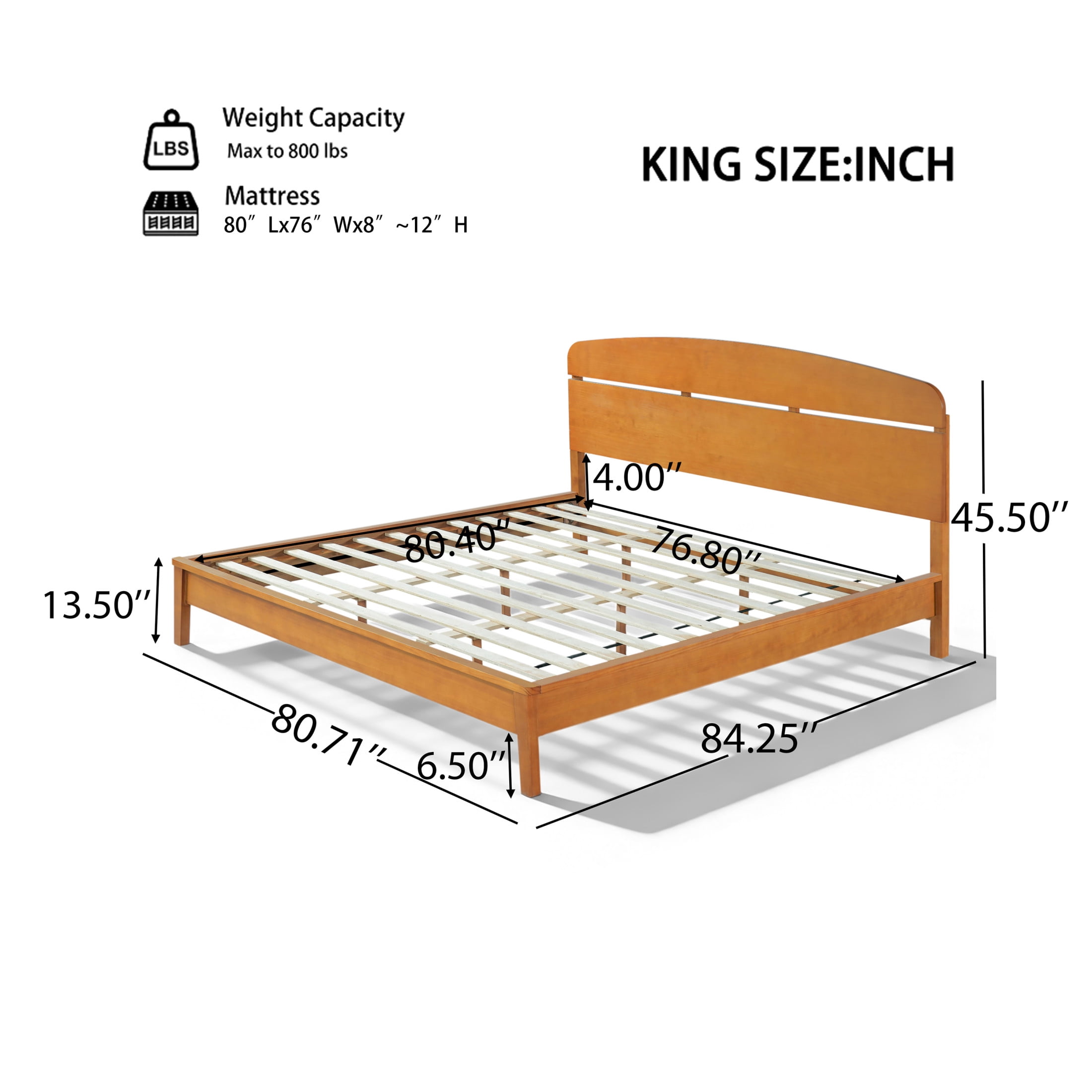Christopher Knight Home King Platform Bedroom Set, Curved Headboard Bed with 2 Nightstands, Light Brown+Natural