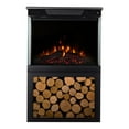 thumbnail image 3 of Modern Ember 24″ 3-Sided Electric Fireplace Stove Heater w/ Storage Base, Black Finish, 3 of 15