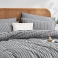 thumbnail image 7 of Davulos 7 Pieces Queen Comforter Set,Soft Striped Pattern Bed in a Bag Queen Size, All Season Bedding Set with Comforter, Flat Sheet, Fitted Sheet, Pillowcases & Shams,Grey, 7 of 7