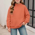 thumbnail image 2 of Gerichy Sweatshirts for Girls Long Sleeve Turtleneck Sweatshirt Loose Casual Pullover Tops Preppy Fall Winter Warm Clothes 3T-16T, 2 of 6
