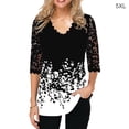thumbnail image 3 of Guardurnaity Blusa Camiseta Manga 3/4 Cuello Estampado Encaje Mujer Blusa Verano Top Prendas para la parte del cuerpo Negro 5XL Guardurnaity AP002096-08, 3 of 5