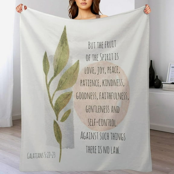 Bible Verses Galatians 5 22-23 Throw Blanket Inspirational Prayers Quotes Flannel Blanket Soft Sofa Decor Blanket Gifts for Women Men 50"x60"