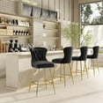 thumbnail image 6 of Bar Stools Set of 4, Velvet Counter Height Bar Stools with Metal Legs, Button Tufted and Nailheads Trim, Wing-Back Bar Chairs for Kitchen Island Dining Room Pub, 6 of 7