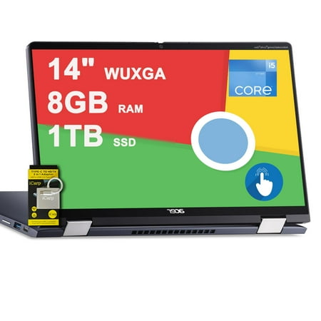 acer Chromebook Spin 714 2-in-1 Laptop 14" WUXGA IPS Touch Intel 10-core i5-1235U (>i7-1165G7) 8GB DDR4 1TB SSD Backlit Thunderbolt Fast Charging Long-Lasting Battery ChromeOS ICP Accessory