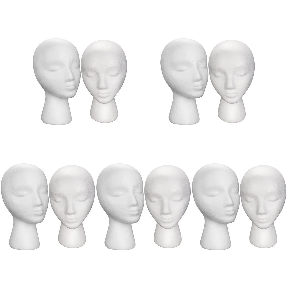 NUOLUX 10 pcs Female Head Model Foams Model Head Mannequin Head for